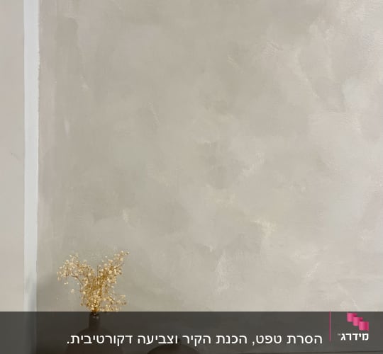 קיר צבוע עם שני אגרטלים דקורטיביים